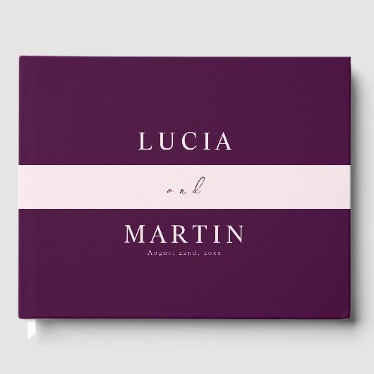 Royal Crimson Pink Line Typografy Wedding Gästebuch (Vorderseite)