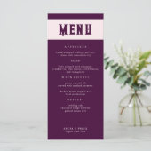 Royal Crimson Typografy Wedding Menu Card Menükarte (Stehend Vorderseite)