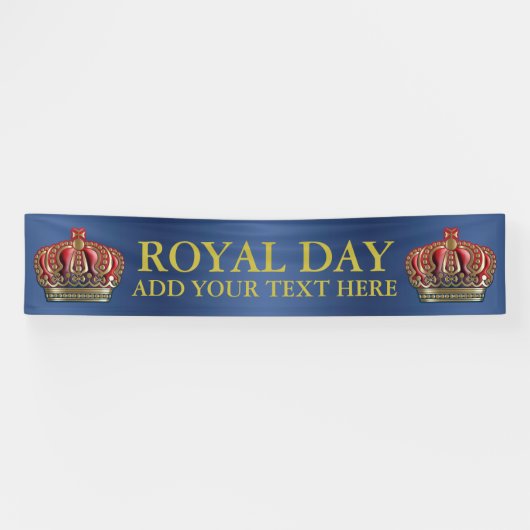 Royal Cross Crown - Gold Blue Red Banner (Horizontal)
