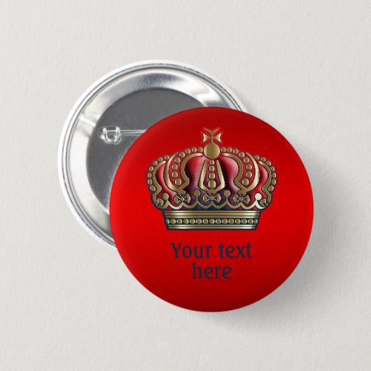 Royal Cross Crown - Gold Blue Red Button (Vorne & Hinten)