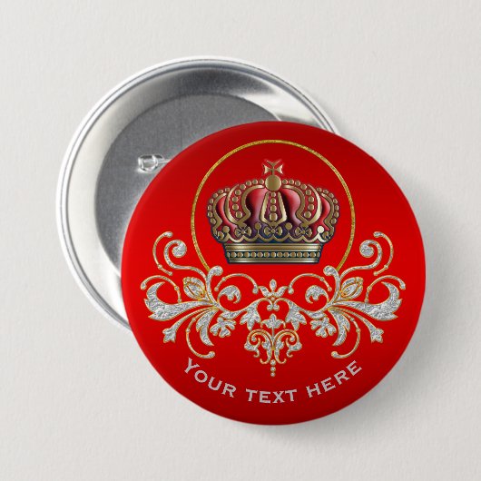 Royal Cross Crown - Gold Blue Red Button (Vorne & Hinten)