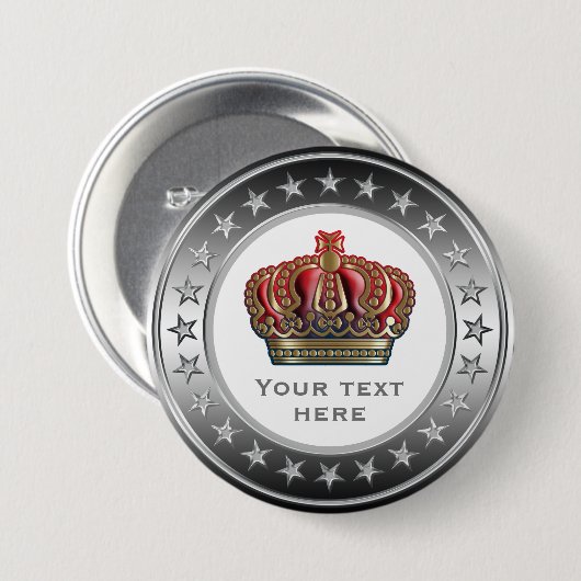 Royal Cross Crown - Gold Blue Red Button (Vorne & Hinten)