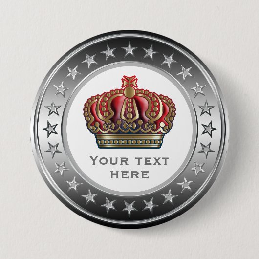 Royal Cross Crown - Gold Blue Red Button (Vorderseite)