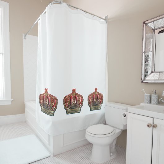 Royal Cross Crown - Gold Blue Red Duschvorhang (Beispiel)
