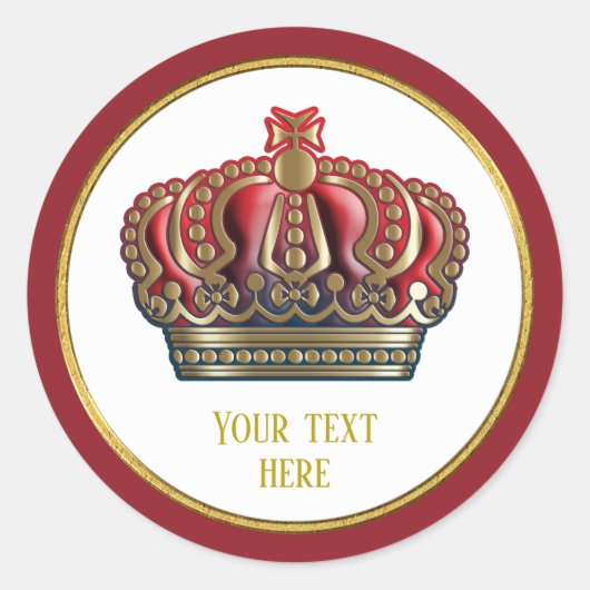 Royal Cross Crown - Gold Blue Red Runder Aufkleber (Vorderseite)