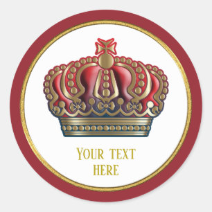 Royal Cross Crown - Gold Blue Red Runder Aufkleber