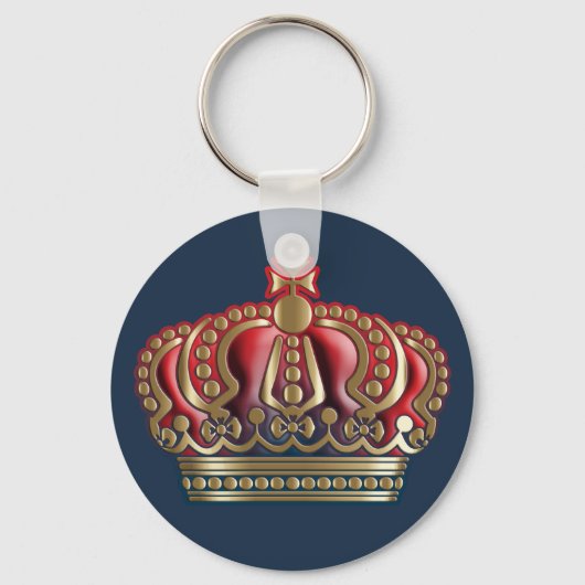 Royal Cross Crown - Gold Blue Red Schlüsselanhänger (Vorderseite)