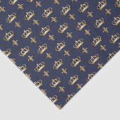 Royal Crown and Lilie Pattern on Blue Seidenpapier (Ausschnitt)