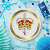 Royal Crown and Monogram Paper Plate Pappteller (Party)