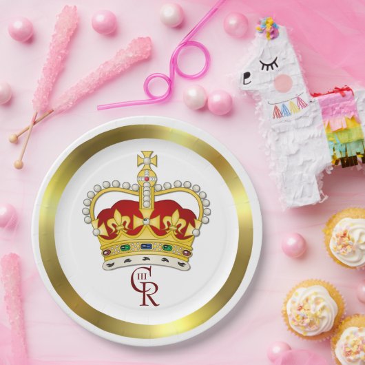 Royal Crown and Monogram Paper Plate Pappteller (Party)