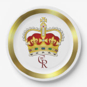 Royal Crown and Monogram Paper Plate Pappteller (Vorderseite)