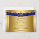 Royal Crown Blue und Gold Prince Taufe Einladung (Rückseite)