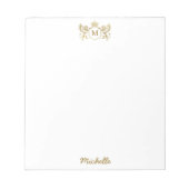 Royal Crown Emblem Lions Monogram Script Gold Notizblock (Vorderseite)