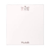 Royal Crown Emblem Lions Monogram Script Rose Gold Notizblock (Vorderseite)