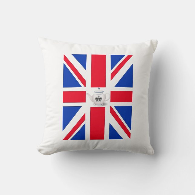 Royal Crown English Teapot Union Jack Pillow Kissen (Vorderseite)