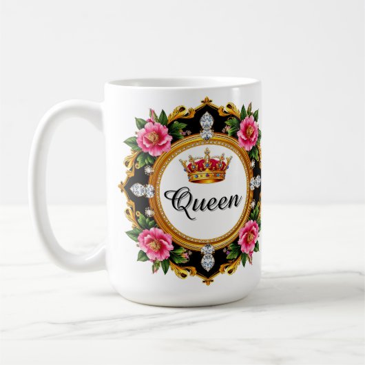 Royal Crown Frame With Diamonds And Floral Border Kaffeetasse (Links)