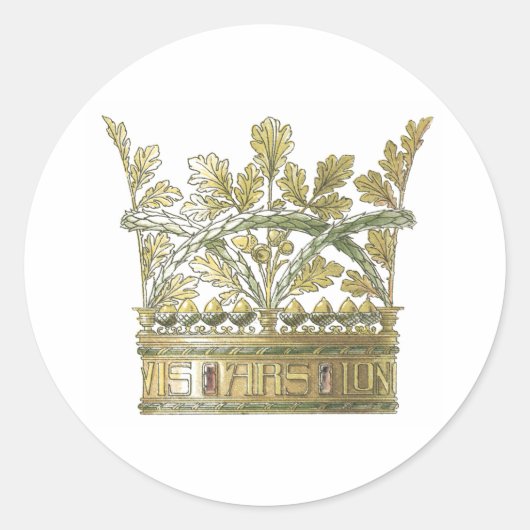 Royal Crown in Gold Decorative Leaf Elements Runder Aufkleber (Vorderseite)