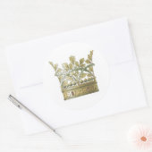 Royal Crown in Gold Decorative Leaf Elements Runder Aufkleber (Umschlag)