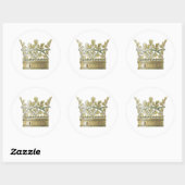 Royal Crown in Gold Decorative Leaf Elements Runder Aufkleber (Blatt)