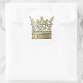 Royal Crown in Gold Decorative Leaf Elements Runder Aufkleber (Tasche)