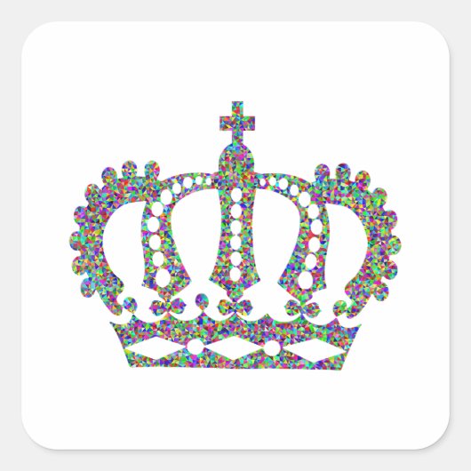 Royal Crown in Mustern Quadratischer Aufkleber (Vorderseite)