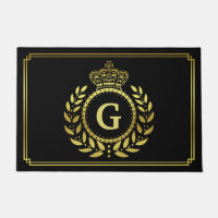 Royal Crown Laurel Wreath Mit Monogramm Black Gold