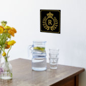 Royal Crown Laurel Wreath Monogrammed Black Gold Foliendrucke (Ablage(Küche))