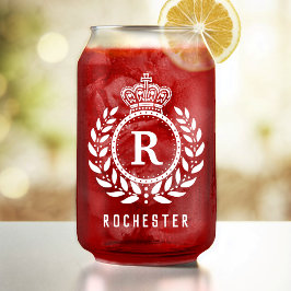 Royal Crown Laurel Wreath White Mit Monogramm Name Dosenglas