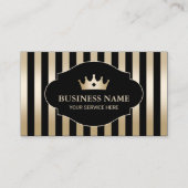Royal Crown Modern Gold Streifen Luxus Black Visitenkarte (Vorderseite)