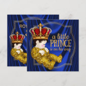 Royal Crown Prince Baby Dusche Blue Gold Einladung (Vorne/Hinten)