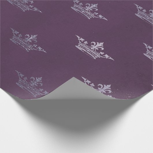 Royal Crown Princess Amethyst Lila Plum Gray Geschenkpapier (Ecke)
