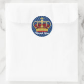 Royal Crown & Royal Blue Button Tucks Baby Dusche Runder Aufkleber (Tasche)