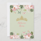 Royal Crown Sage Green Light Pink Quinceañera Einladung (Rückseite)