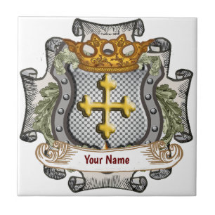 Royal Crown Schild Nachname Fliese