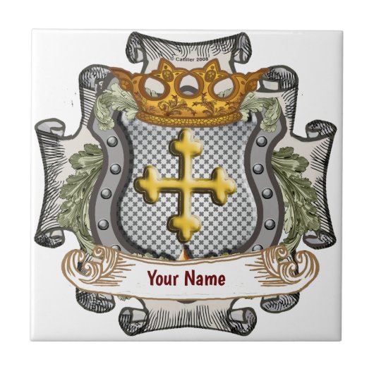 Royal Crown Shield Surname Fliese (Vorderseite)