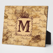 Royal Crown Vintag Name Pattern Beige Fotoplatte (Seite)