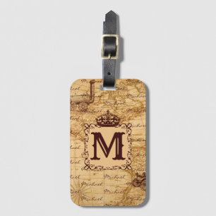 Royal Crown Vintag Name Pattern Beige Gepäckanhänger