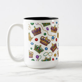 Royal Crowns and Jewels Pattern Mardi Gras Mug Zweifarbige Tasse