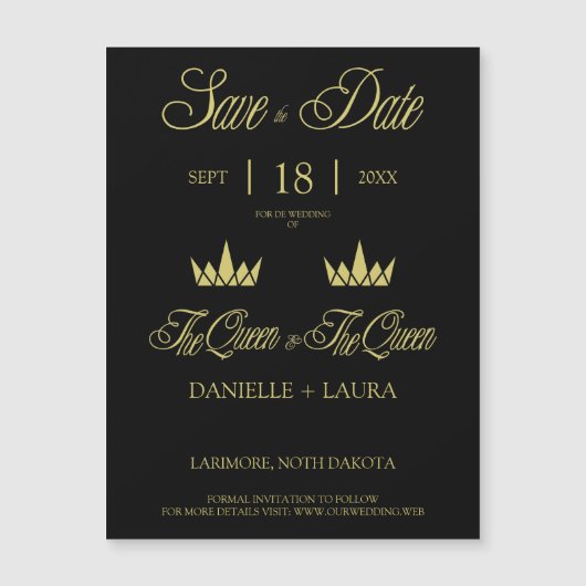 Royal Crowns Two Queen for Lesbian Wedding Magnetkarte (Vorderseite)