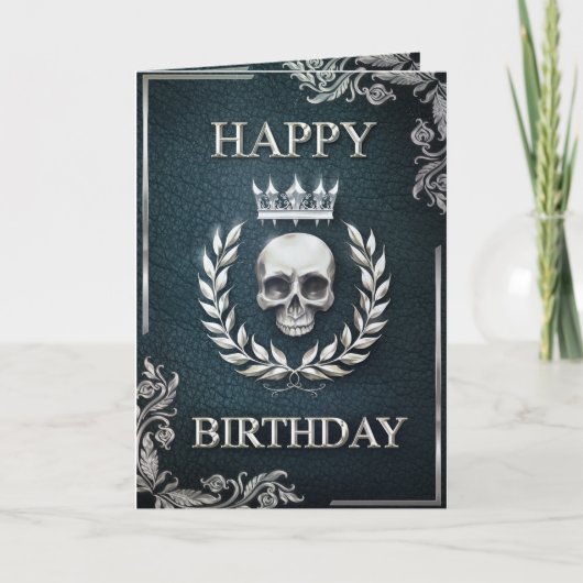 Royal Cyan & Silver King of the Dead Birthday Card Karte (Vorderseite)
