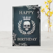 Royal Cyan & Silver King of the Dead Birthday Card Karte (Gelbe Blume)