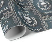 Royal Cyan & Silver King of the Dead Christmas Geschenkpapier (Rolleneckpunkt)