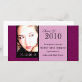 Royal Damask Abschluss Ankündigung Foto-Karten (Vorne/Hinten)