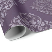 Royal Damask Beängstigende Lila Pflaumenflora-Hütt Geschenkpapier (Rolleneckpunkt)