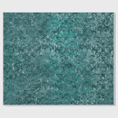 Royal Damask Crushed Velvet Aquatic Blue Geschenkpapier (Flach)