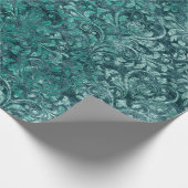 Royal Damask Crushed Velvet Aquatic Blue Geschenkpapier (Ecke)