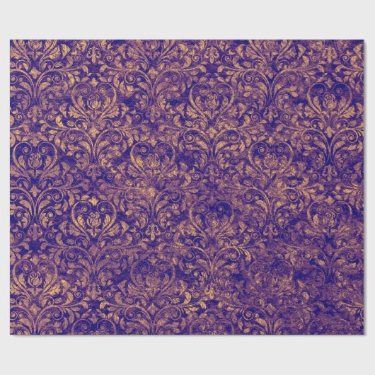 Royal Damask Crushed Velvet Lila Plumbrella Geschenkpapier (Flach)