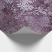 Royal Damask Distressed Lila Plum Floral Gray Geschenkpapier (Ecke)