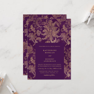 Royal Damask Elegantes Lila Hochzeitserlebnis Einladung