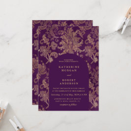 Royal Damask Elegantes Lila Hochzeitserlebnis Einladung